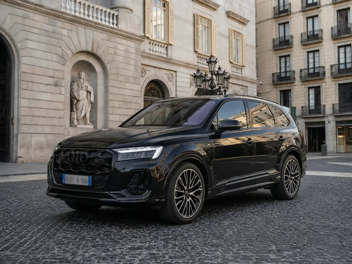 Audi Q7 50 TDI S-Line Edition 2025, side profile — Ibiza Luxury Car Rental, Ibiza. Audi Q7 50 TDI S-Line Edition in Ibiza An Audi Q7 50 TDI S-Line Edition rental in Ibiza…