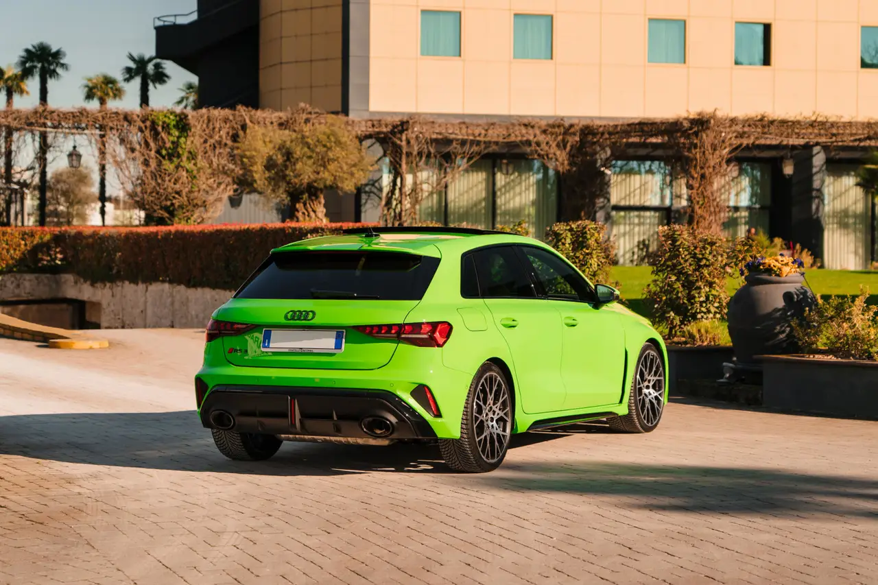 Audi RS3 Restyling 2025, rear view — Ibiza Luxury Car Rental, Ibiza. Audi RS3 Restyling in Ibiza An Audi RS3 Restyling hire in Ibiza delivers 400 horsepower…