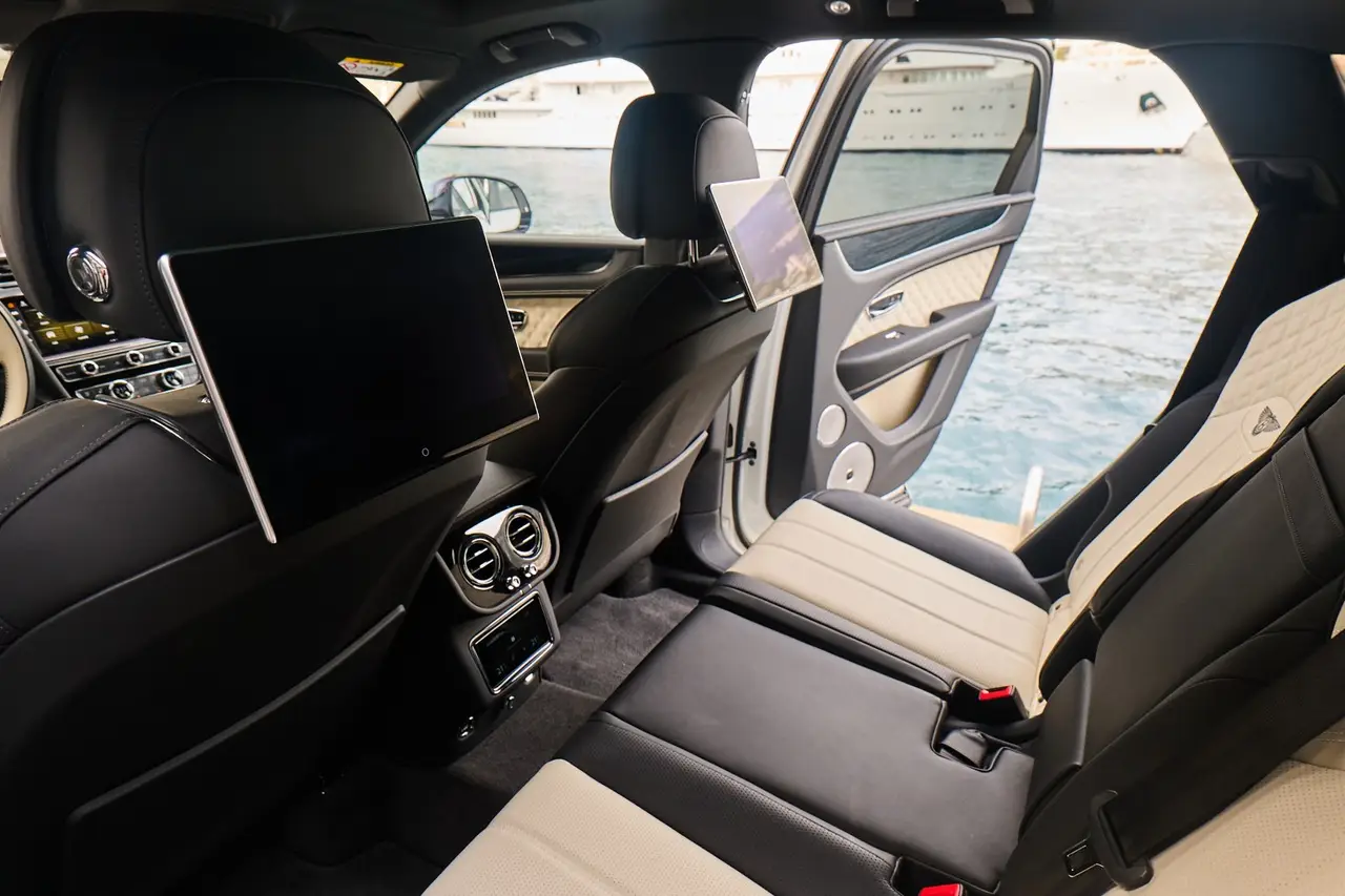 Bentley Bentayga V8-S 2024, interior — Ibiza Luxury Car Rental, Ibiza. Bentley Bentayga V8-S in Ibiza A Bentley Bentayga V8-S hire in Ibiza offers 550…