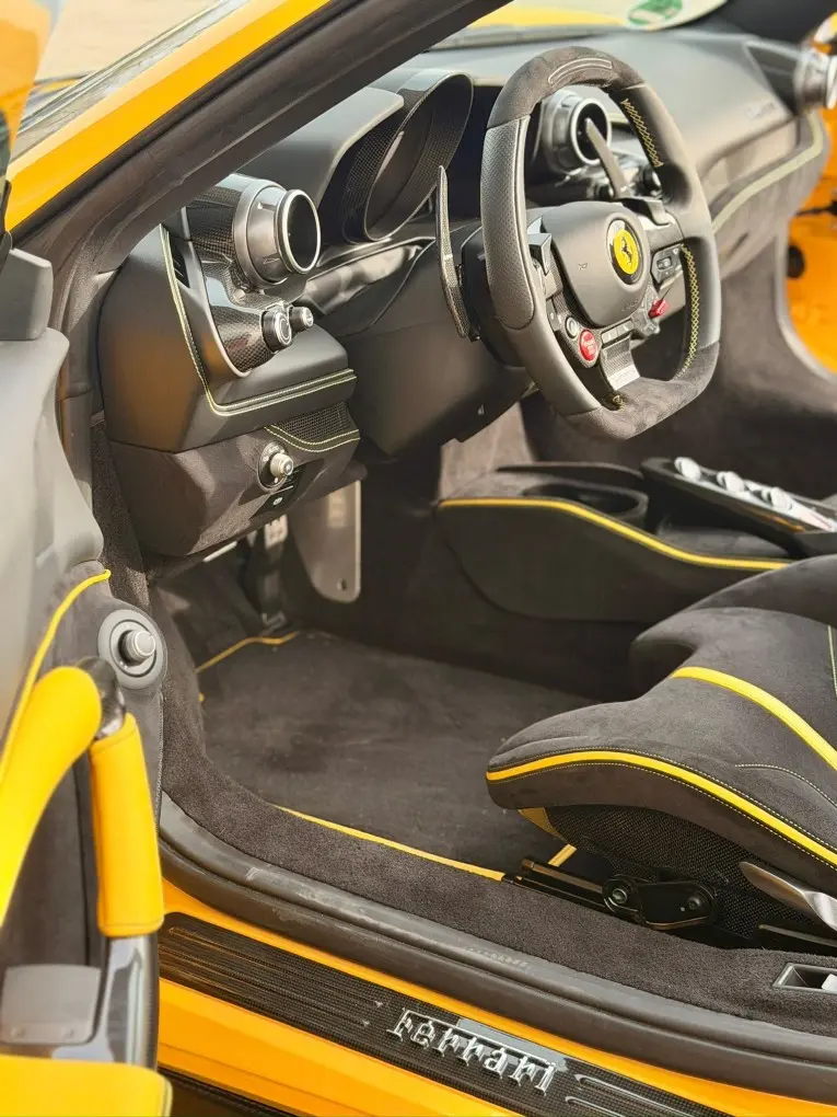 Ferrari F8 SPIDER 2023, interior — Ibiza Luxury Car Rental, Ibiza. Ferrari F8 SPIDER in Ibiza A Ferrari F8 SPIDER rental in Ibiza pairs 720 horsepower with…