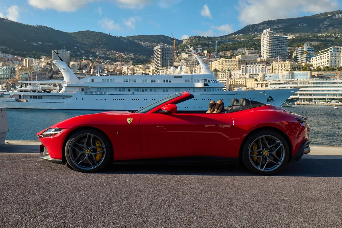 Ferrari Roma Spider 2024, exterior — Ibiza Luxury Car Rental, Ibiza. Ferrari Roma Spider in Ibiza A Ferrari Roma Spider rental in Ibiza pairs 620 horsepower…