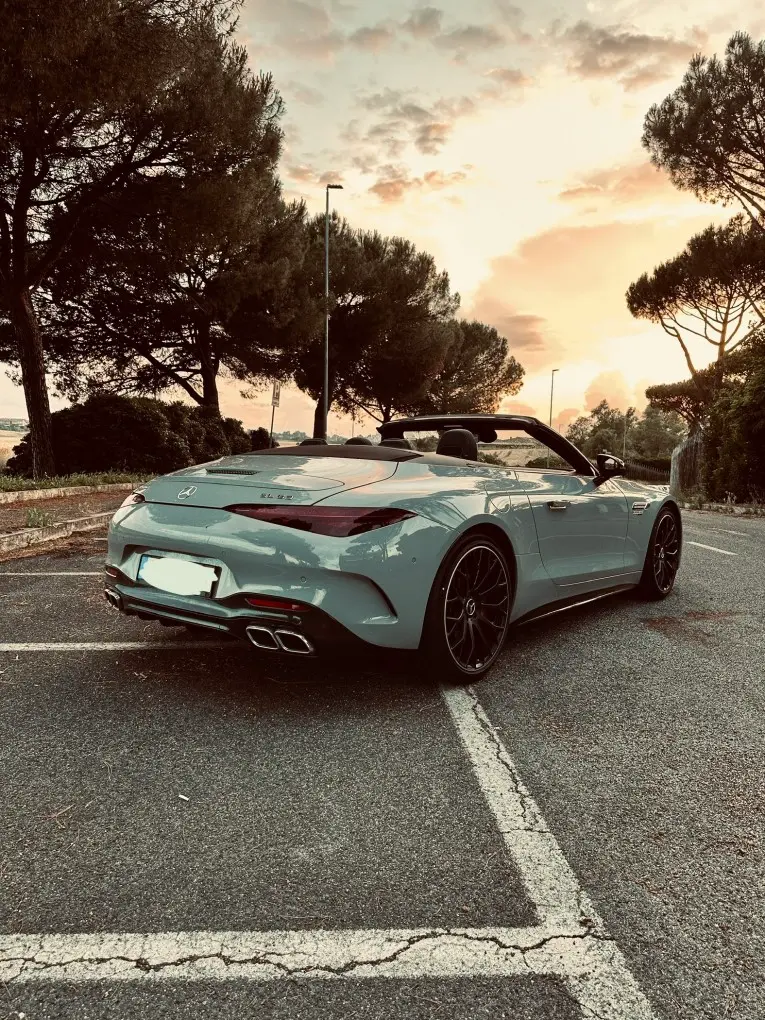 Mercedes Benz SL63 Cabrio 2023, rear view — Ibiza Luxury Car Rental, Ibiza. Mercedes Benz SL63 Cabrio in Ibiza A Mercedes Benz SL63 Cabrio rental in Ibiza pairs 585…