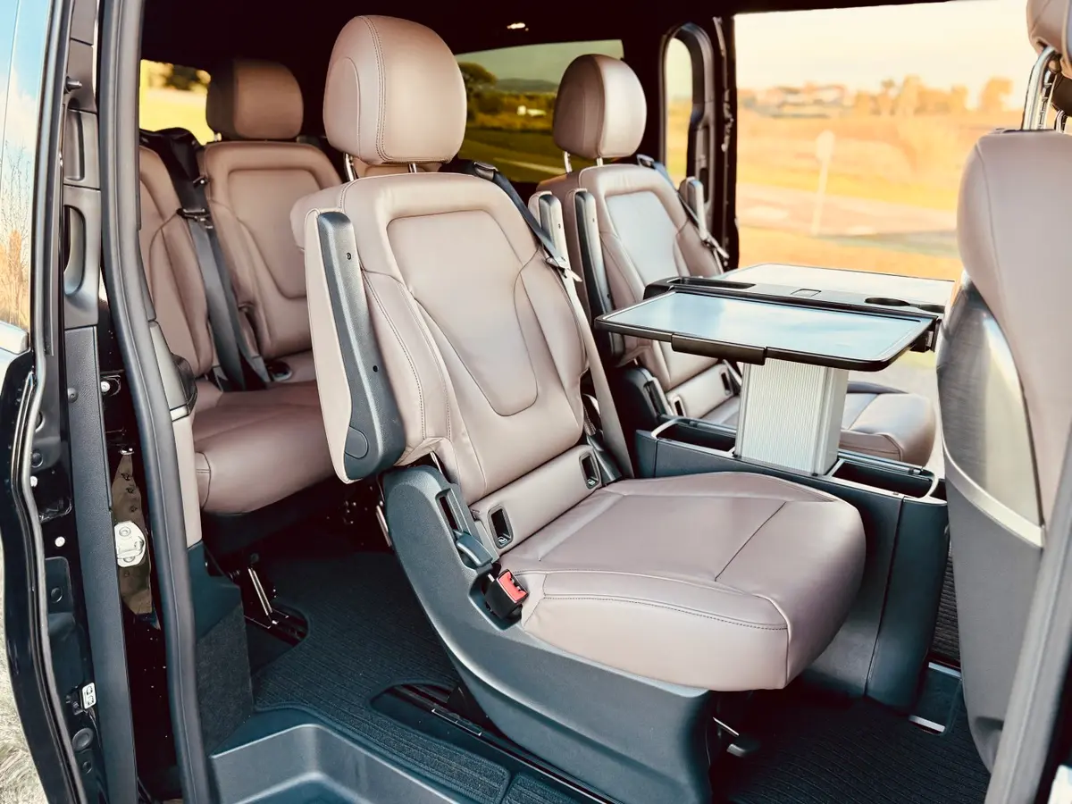 Mercedes Benz V300 4x4 XL Exclusive 7 seats 2025, rear view — Ibiza Luxury Car Rental, Ibiza. Mercedes Benz V300 4x4 XL Exclusive 7 seats in Ibiza A Mercedes Benz V300 4x4 XL…