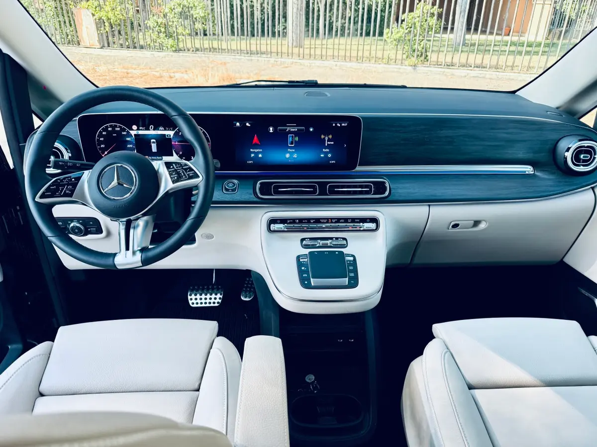 Mercedes Benz V300 4x4 XL VIP (Captain, 7 seat) 2025, rear view — Ibiza Luxury Car Rental, Ibiza. Mercedes Benz V300 4x4 XL VIP (Captain, 7 seat) in Ibiza A Mercedes Benz V300 4x4 XL VIP…