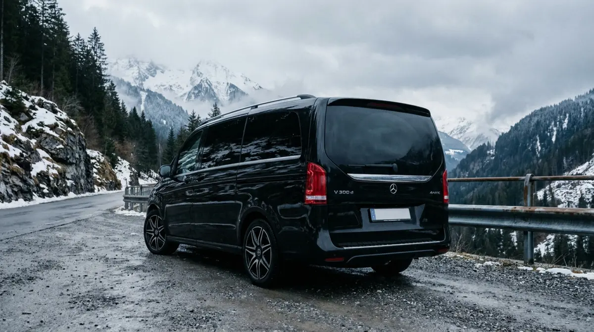 Mercedes Benz V300 8 seats 2025, front view — Ibiza Luxury Car Rental, Ibiza. Mercedes Benz V300 8 seats in Ibiza A Mercedes Benz V300 8 seats hire in Ibiza delivers…