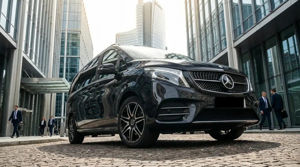Mercedes V Class 2026, exterior — Ibiza Luxury Car Rental, Ibiza. Mercedes Benz V Class in Ibiza A Mercedes Benz V Class rental in Ibiza provides 163…