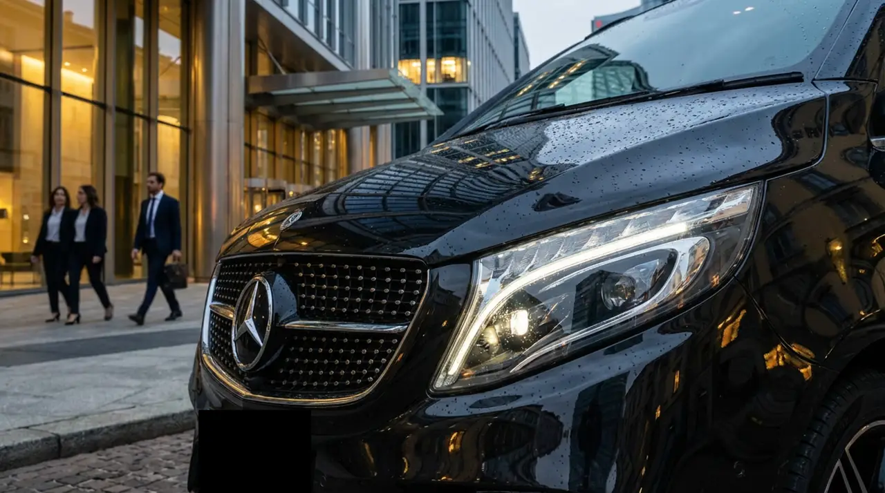 Mercedes V Class 2026, front view — Ibiza Luxury Car Rental, Ibiza. Mercedes Benz V Class in Ibiza A Mercedes Benz V Class rental in Ibiza provides 163…