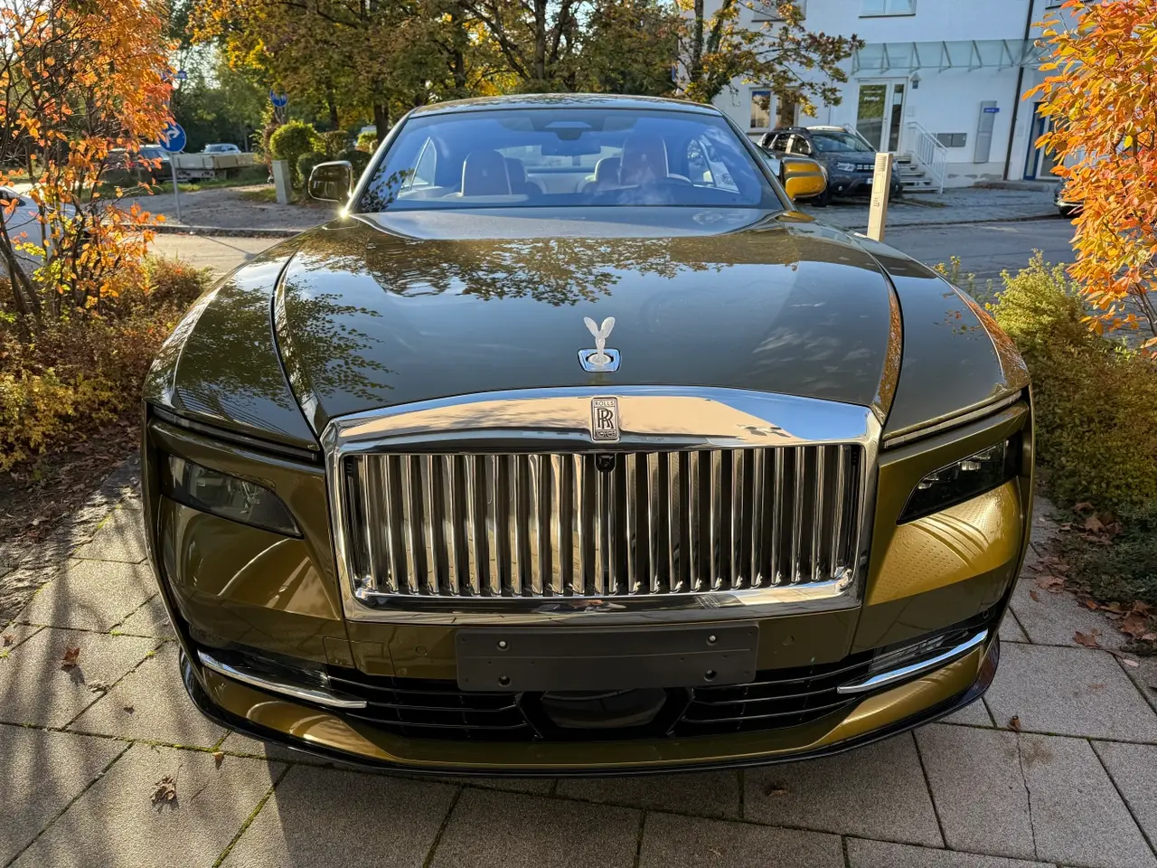 Rolls-Royce Spectre 2024, front view — Ibiza Luxury Car Rental, Ibiza. Silent power on the clifftops above Cala d'Hort