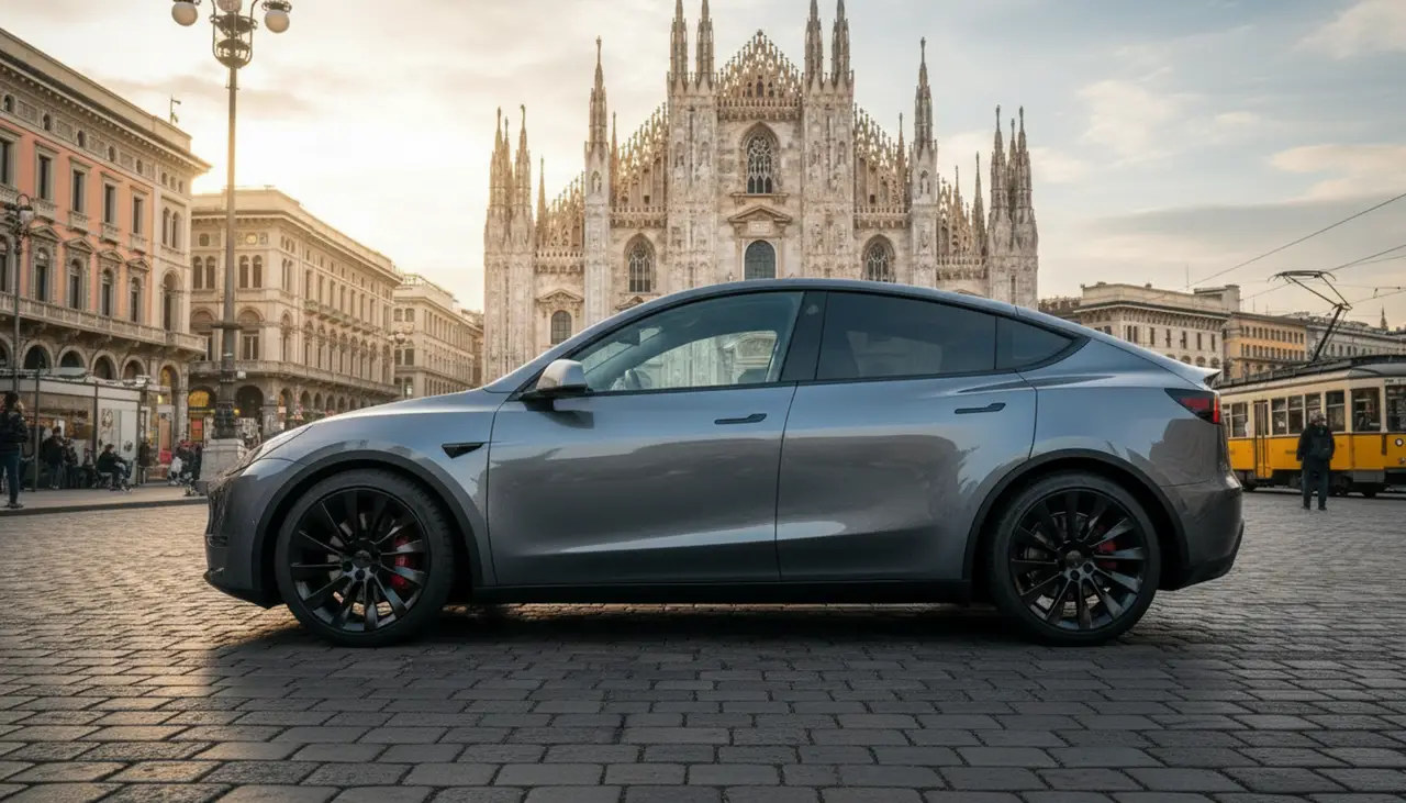 Tesla Model Y Long Range 2023, rear view — Ibiza Luxury Car Rental, Ibiza. Tesla Model Y Long Range in Ibiza A Tesla Model Y Long Range rental in Ibiza delivers 378…